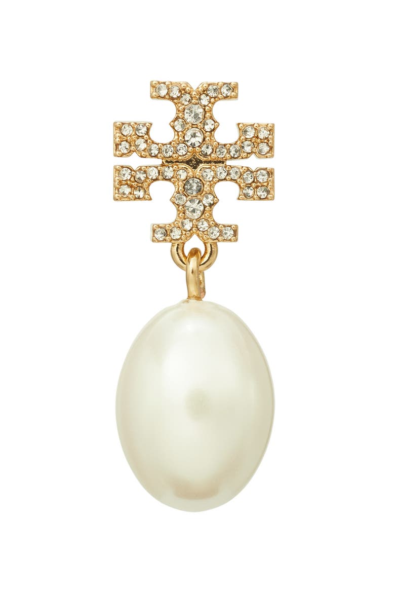 Moondance Pearl and Pavé Drop Earrings, Alternate, color, TORY GOLD / PEARL