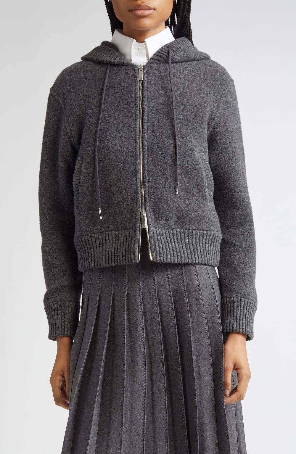 Wool Fleece Full Zip Hoodie, color, CHARCOAL