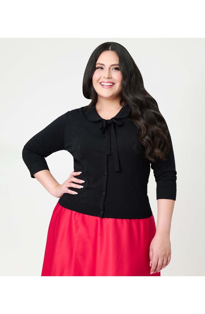 Unique Vintage Plus Size Embroidered Cardigan, Alternate, color, Black Diamond Accent