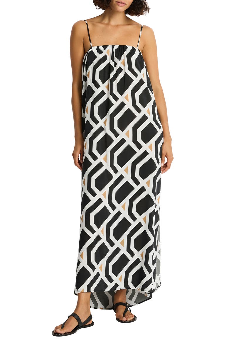 Tie Back Cover-Up Dress, Alternate, color, BLACK PRINT