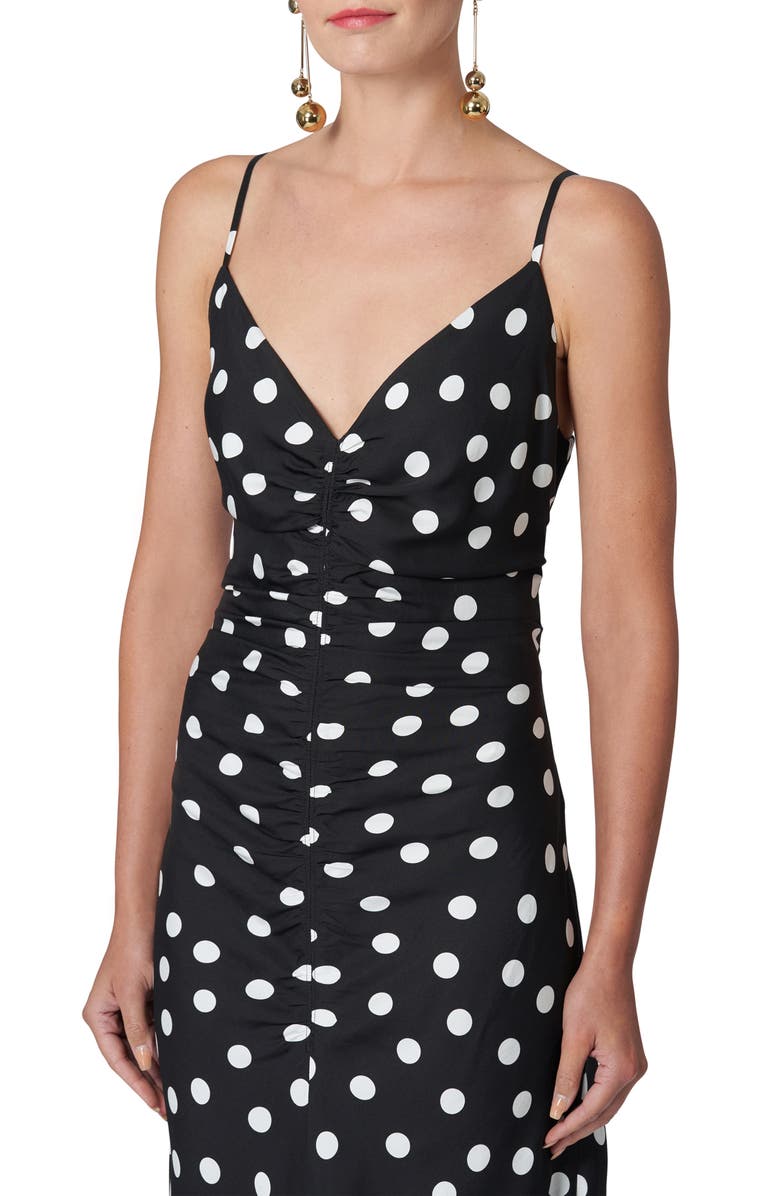 Carolina Herrera Polka Dot Ruched Cocktail Dress, Alternate, color, 