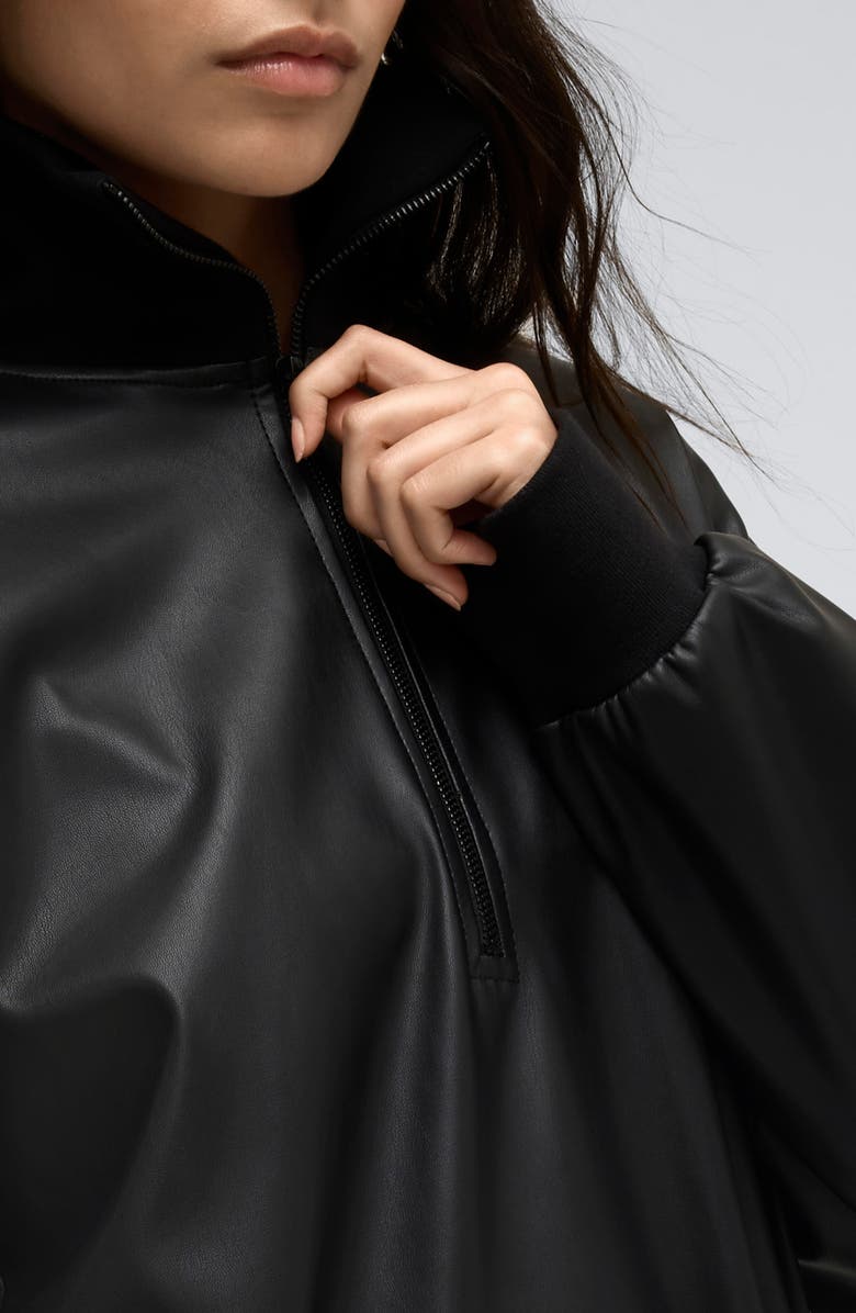 Kenneth Cole Oversize Faux Leather Half Zip Pullover, Alternate, color,
