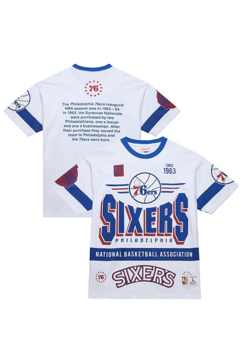 Unisex Mitchell & Ness  White Philadelphia 76ers Hardwood Classics Vintage Team Origins Premium T-Shirt, Main, color, White