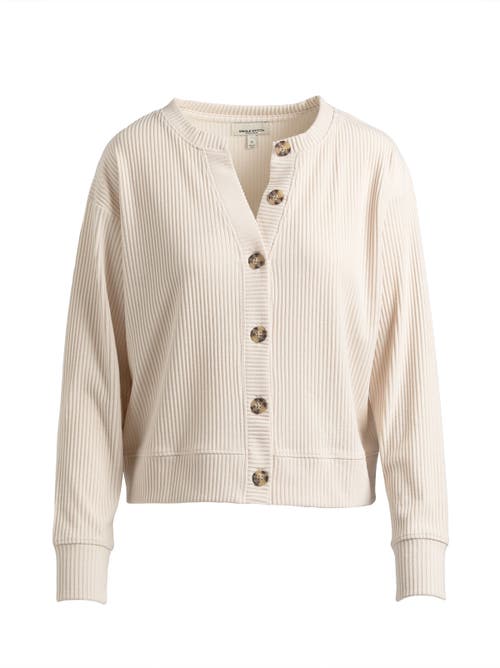 Single Stitch Ribbed V-neck Cardigan In Neutral