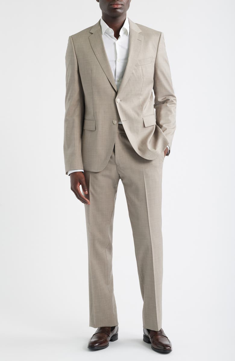 BOSS Huge Slim Fit Solid Wool Suit, Main, color, Light Beige