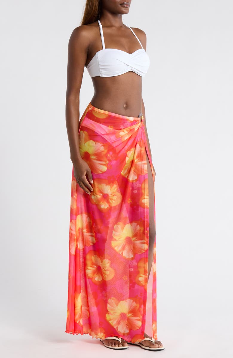 Kulani Kinis Split Mesh Maxi Cover-Up Skirt, Alternate, color, Samba Baby