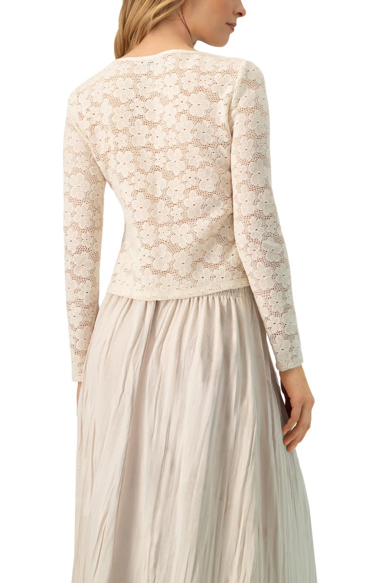 IVONNE Long Sleeve Knitted Lace Straight Blouse, Alternate, color, Ivory