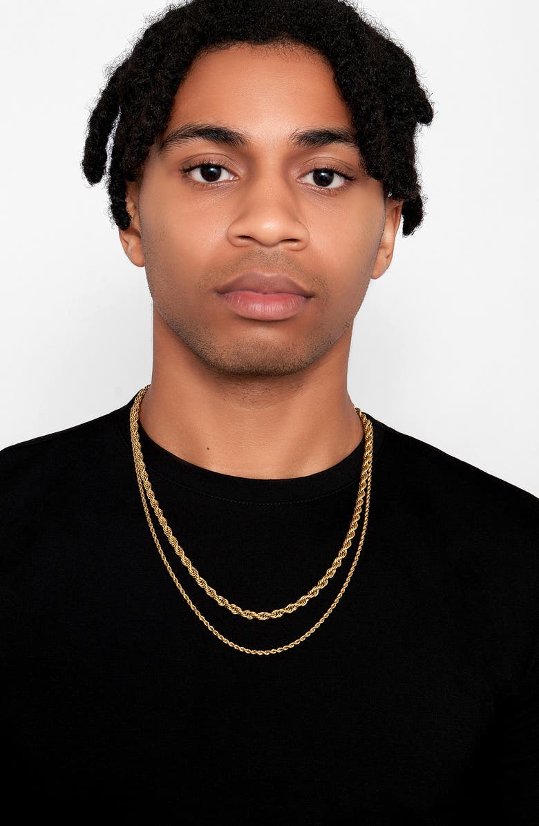 Adornia Men's Set of 2 Water Resistant Rope Chain Necklaces, Alternate, color, Gold