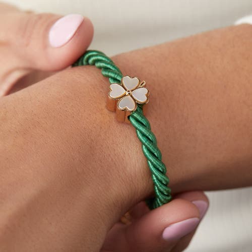 Alex And Ani Four Leaf Clover Cord Bracelet In Green