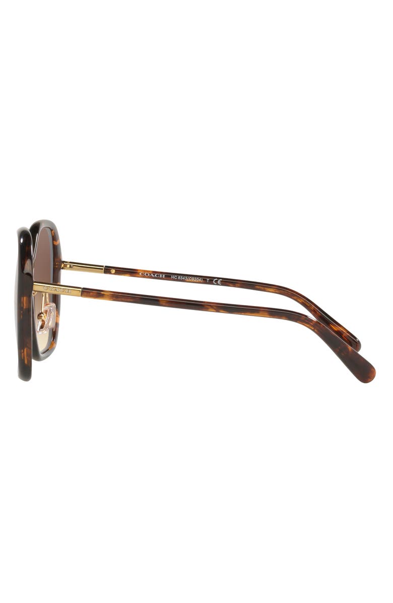 COACH 57mm Gradient Round Sunglasses, Alternate, color, Dark Tortoise
