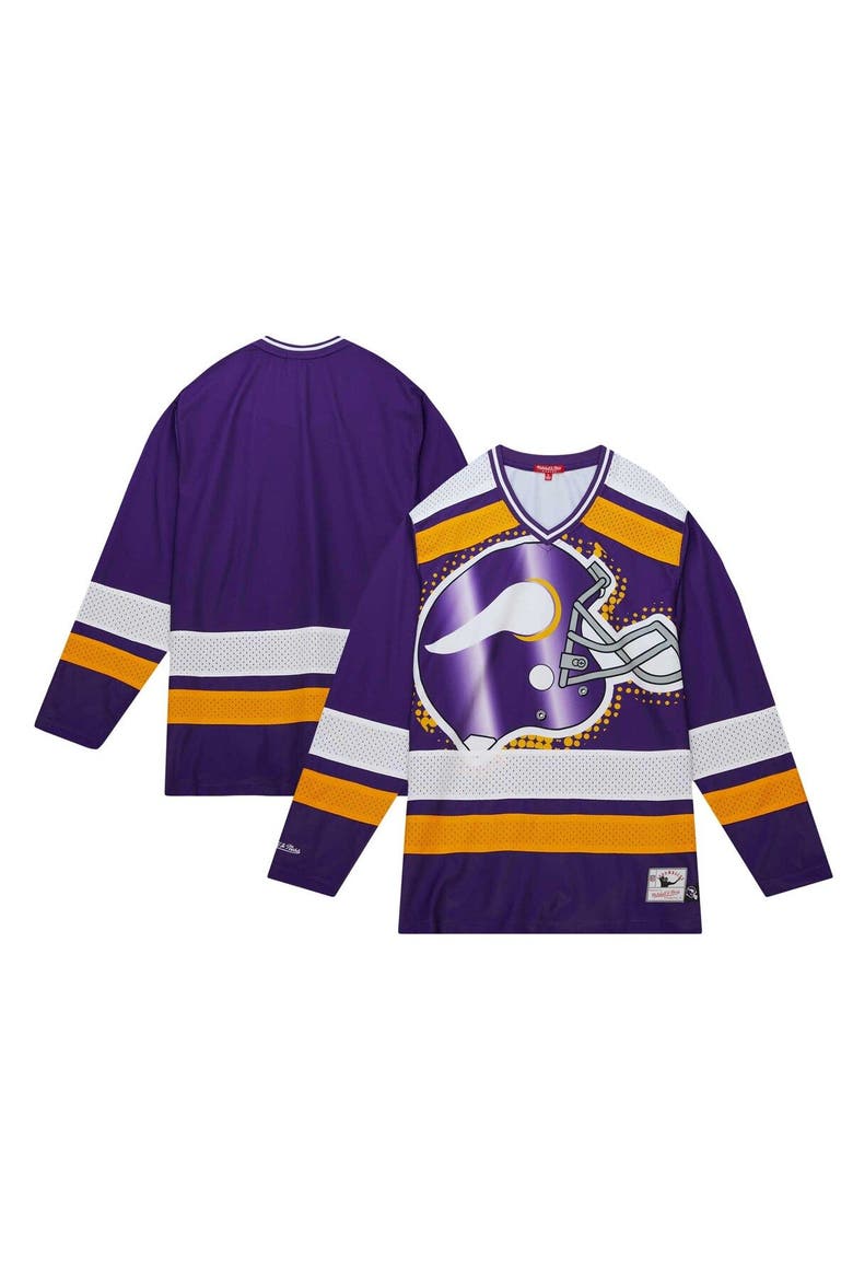 Women's Mitchell & Ness Purple Minnesota Vikings Big Face 7.0 Long Sleeve Jersey T-Shirt, Main, color, Purple