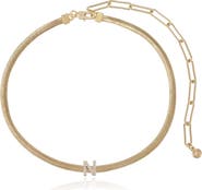 Ettika Pavé Cubic Zirconia Initial Charm Necklace