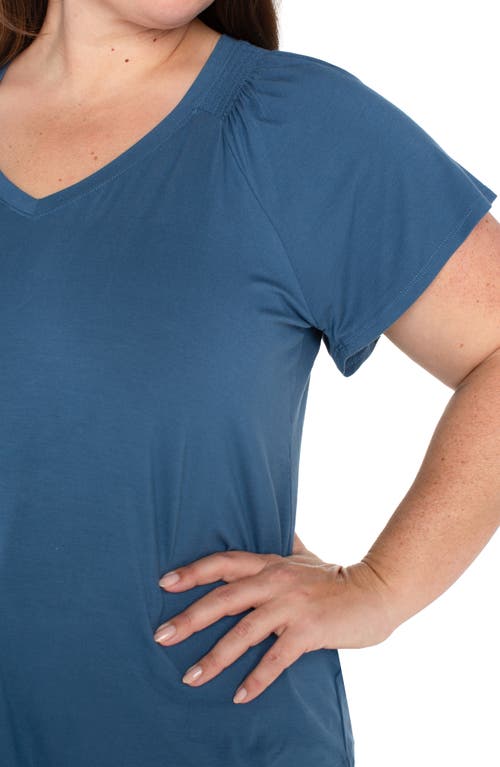 Liverpool Los Angeles V-neck Flutter Sleeve Jersey Top In French Blue
