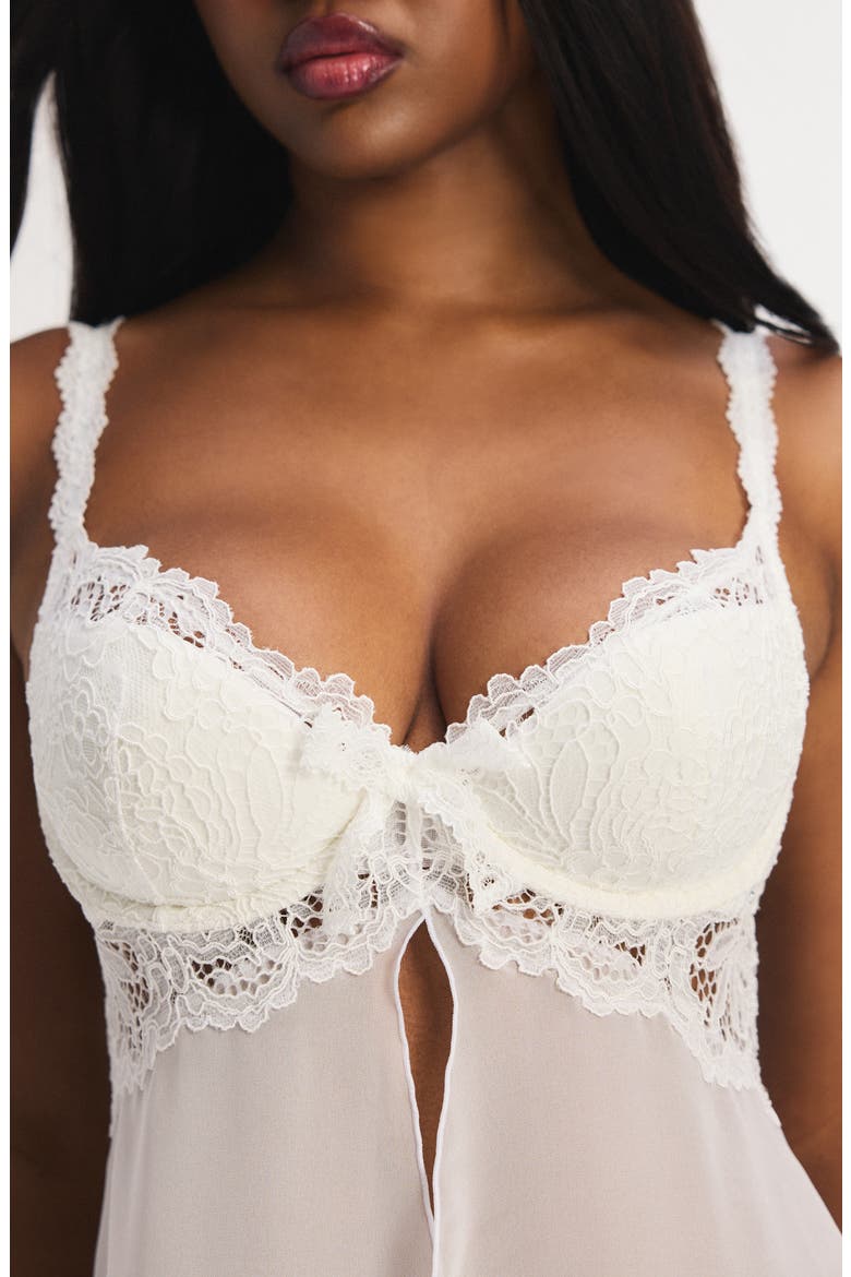 Romantic Corded Lace Padded Demi Chemise, Alternate, color, HAZY WHITE