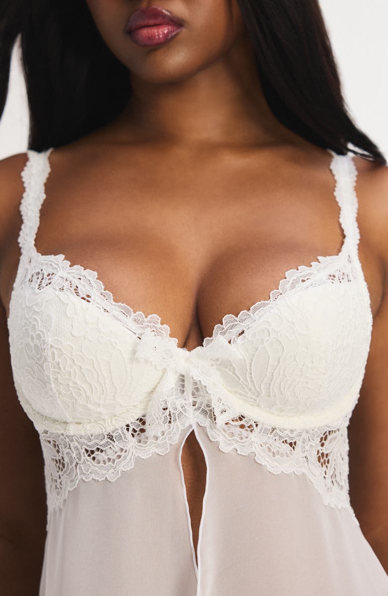 SAVAGE X FENTY Romantic Corded Lace Padded Demi Chemise, Alternate, color, Hazy White