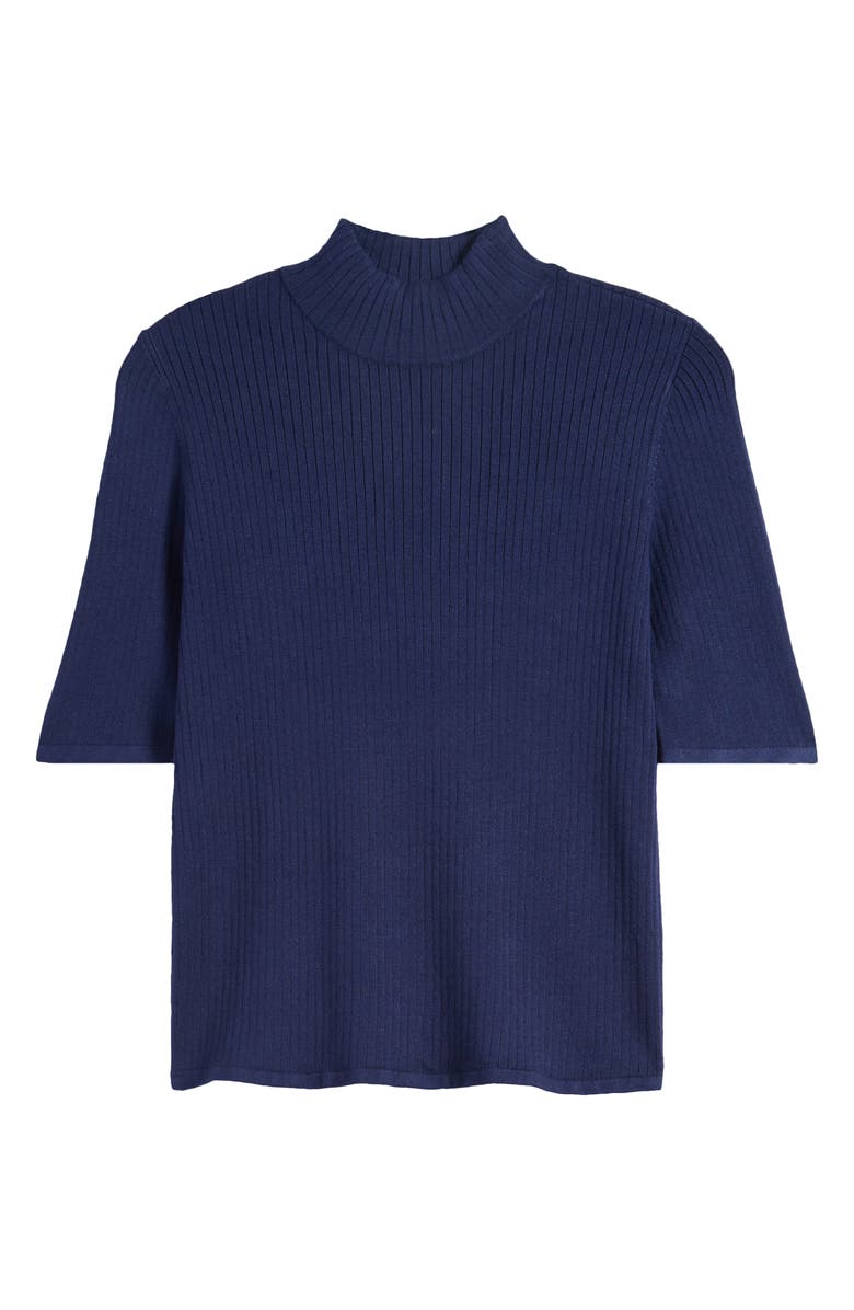 Halogen<sup>®</sup> Short Sleeve Mock Neck Rib Sweater, Alternate, color, Classic Navy