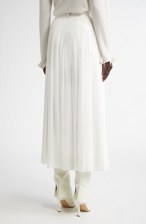 Lafayette 148 New York Hand Beaded Faux Pearl Pleated Georgette Midi Skirt In Cloud