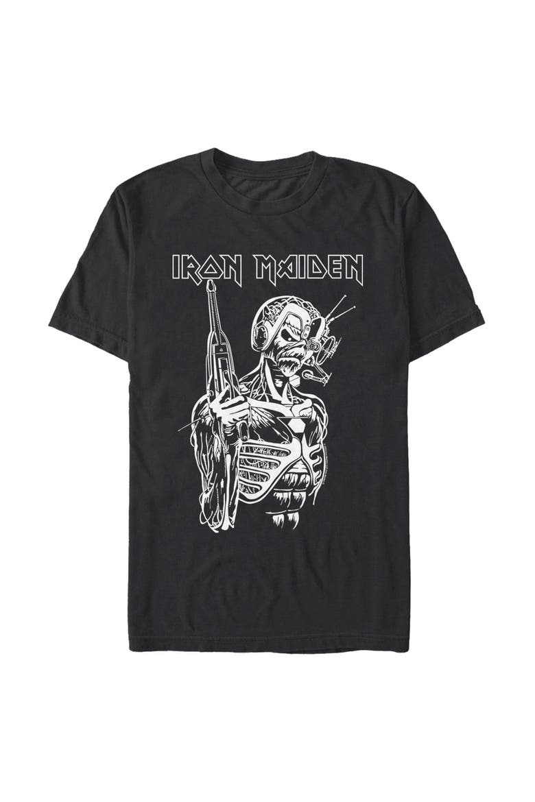 Men's Iron Maiden Monochrome Somewhere in Time  Graphic T-Shirt, Main, color, Black