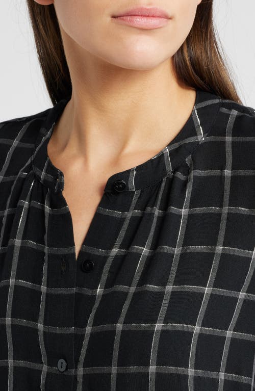 RAILS RAILS ELOISE METALLIC WINDOWPANE BAND COLLAR BUTTON-UP SHIRT