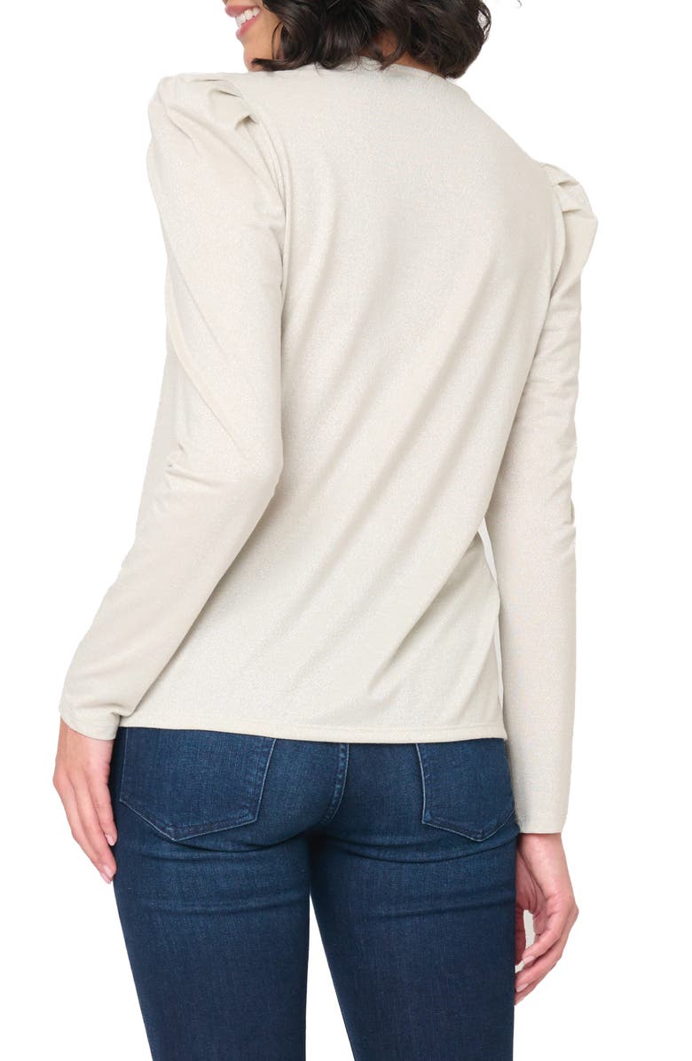 GIBSONLOOK Pleated Shoulder Knit Top, Alternate, color, Silver
