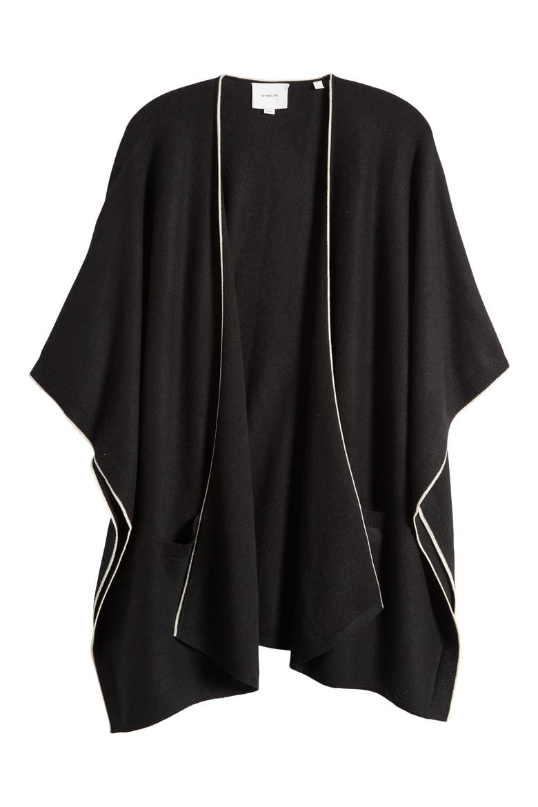 Tipped Cashmere Wrap, Alternate, color, BLACK