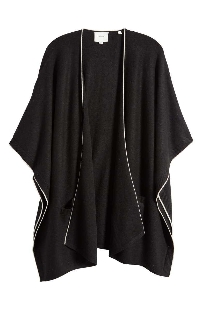 Vince Tipped Cashmere Wrap, Alternate, color, Black