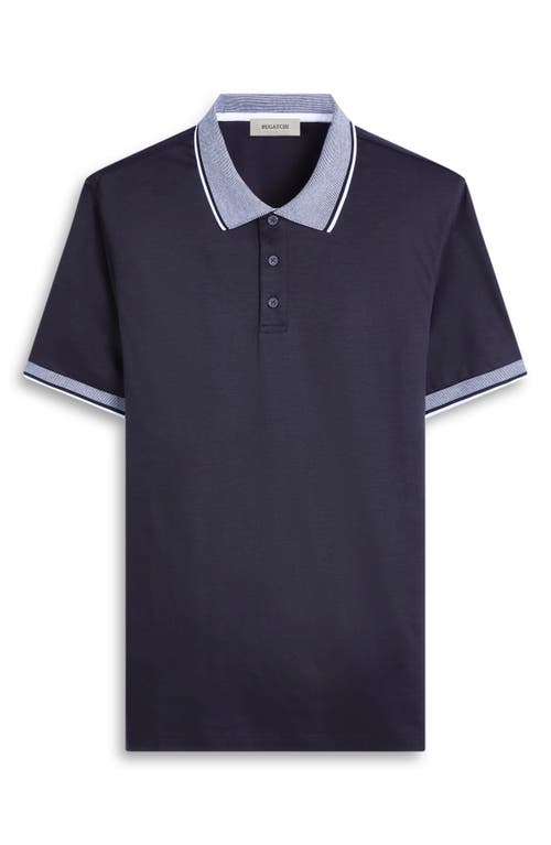 Bugatchi Tipped Pima Cotton Piqué Polo In Black