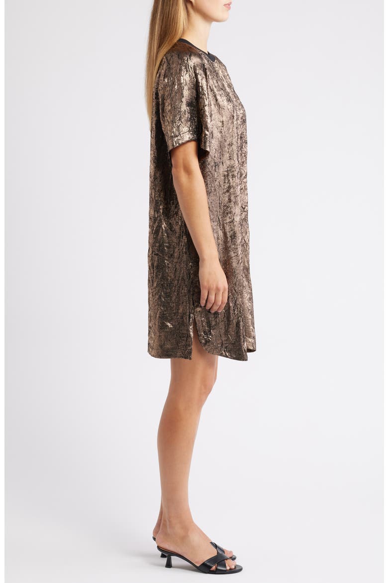 Foil Print T-Shirt Dress, Alternate, color, CHAMPAGNE