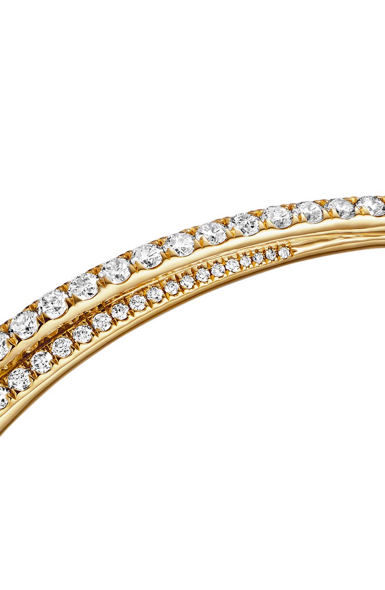 David Yurman Pavé Crossover Two Row Bracelet in 18K Yellow Gold with Diamonds, 5.5mm, Alternate, color, 18K Yellow Gold