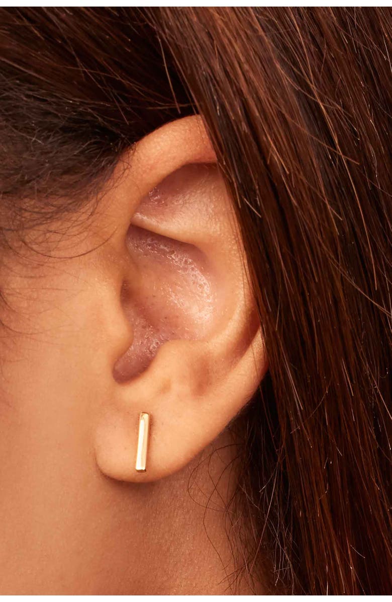 Oradina 14K Yellow Gold Pisa Bar Studs, Alternate, color, Yellow Gold