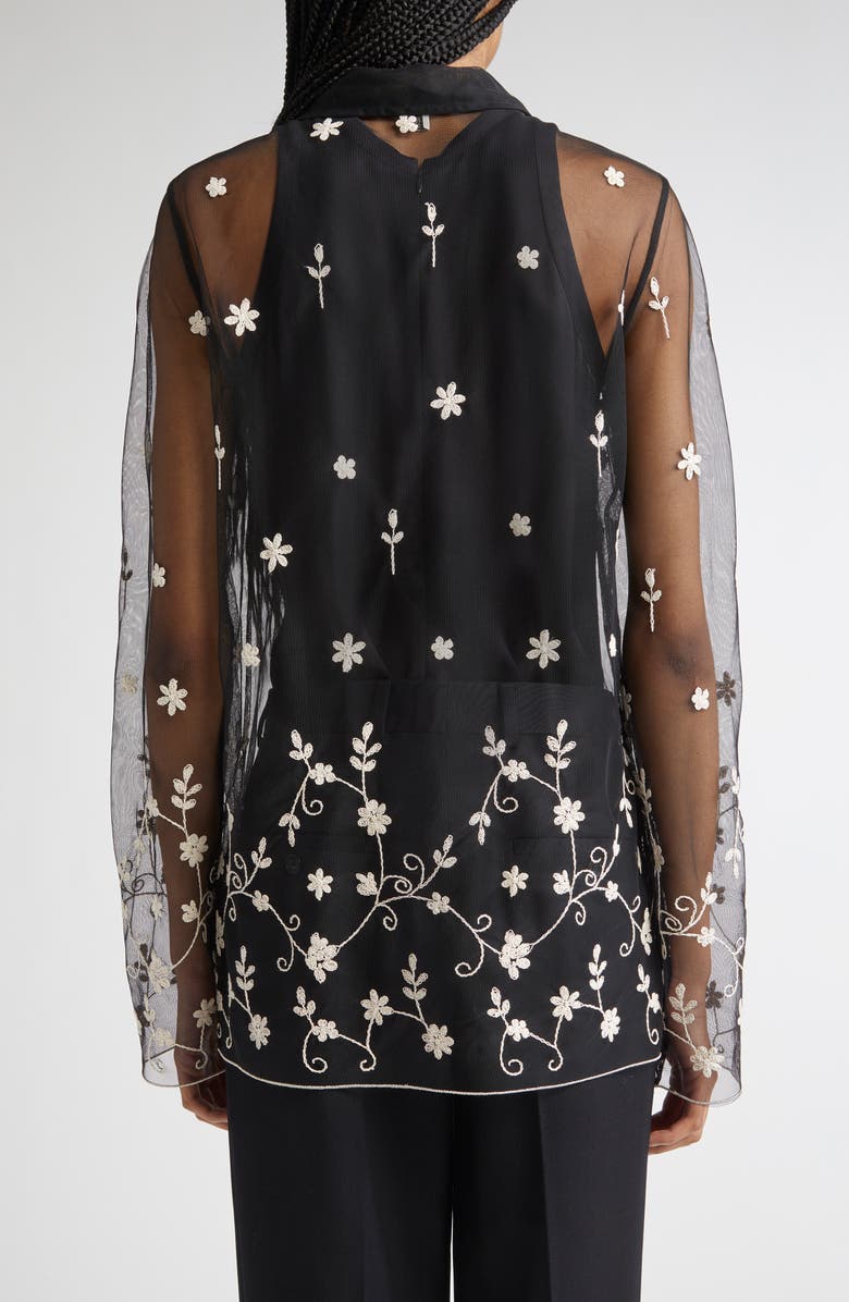 TOTEME Floral Embroidered Tulle Shirt, Alternate, color, Black/ White