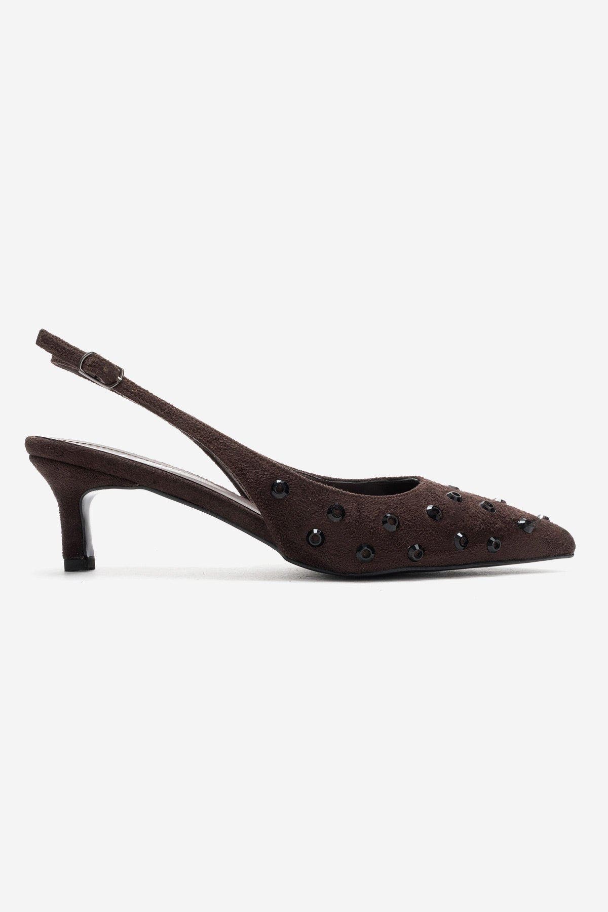 Lorex Embellished Stiletto Slingback Pump, Alternate, color, Brown Suede