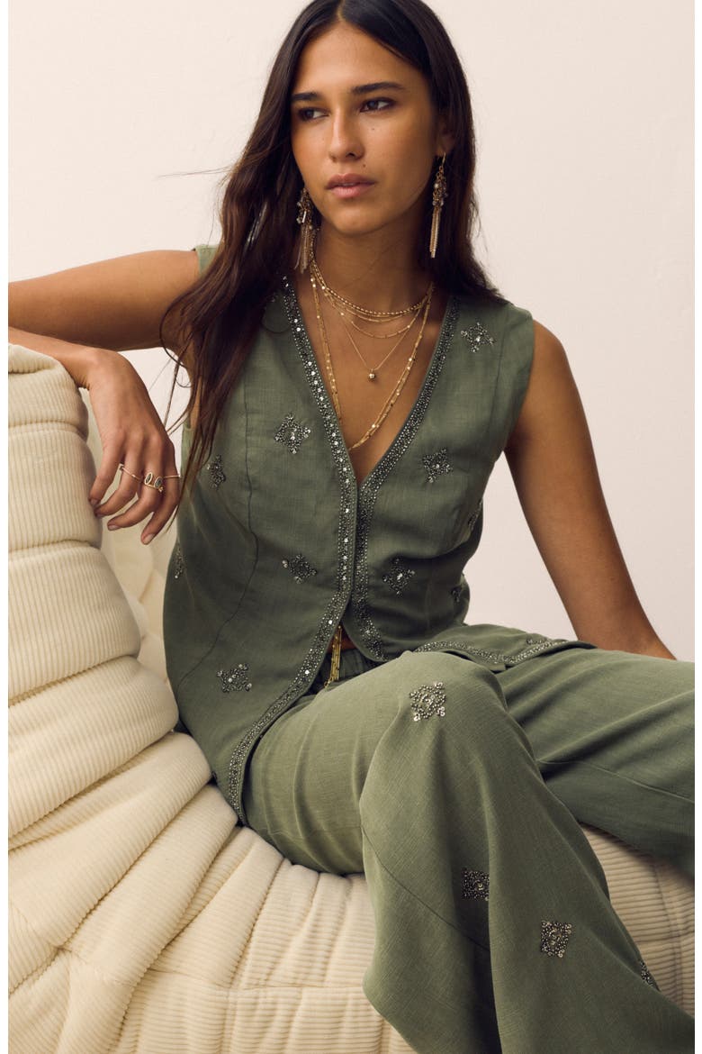 Embellished Vest, Alternate, color, HUNTER GREEN