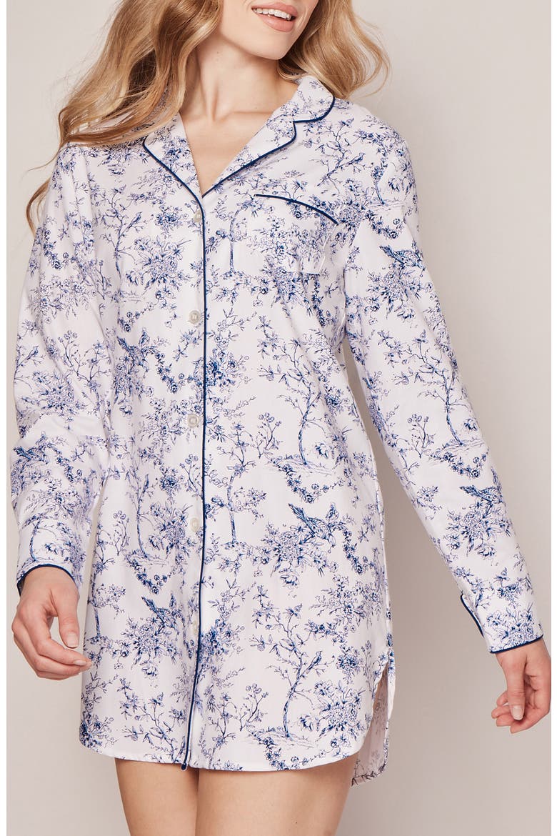 Timeless Toile Long Sleeve Nightshirt, Main, color, WHITE