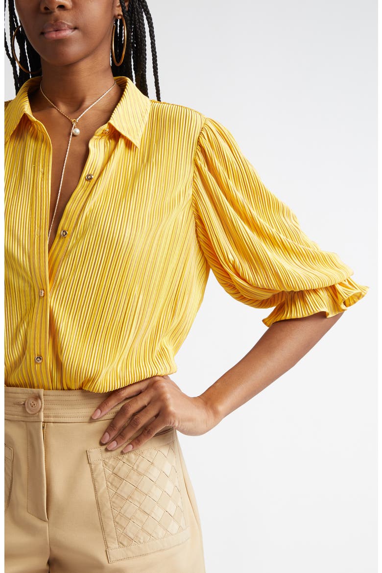 Dina Pleated Bodysuit, Alternate, color, DAISY YELLOW PLEATED