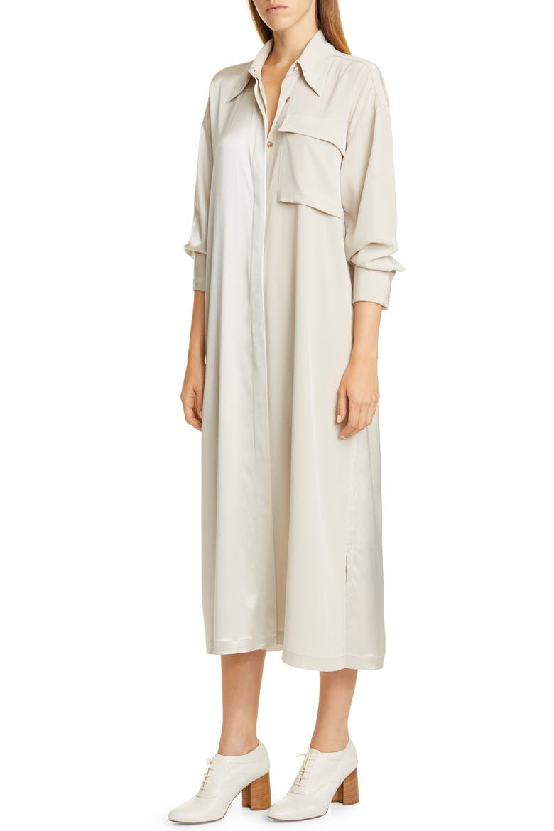 Split Front Long Sleeve Shirtdress, Alternate, color, CHAMPAGNE