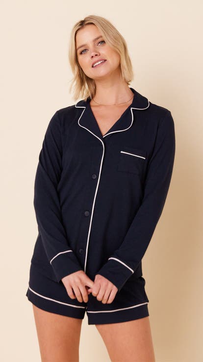 Pima Knit Long Sleeved Short Set