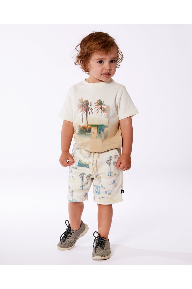 Boy's Short Sleeve Organic Cotton Graphic Tee Gradient White And Beige, Alternate, color, Gradient White And Beige