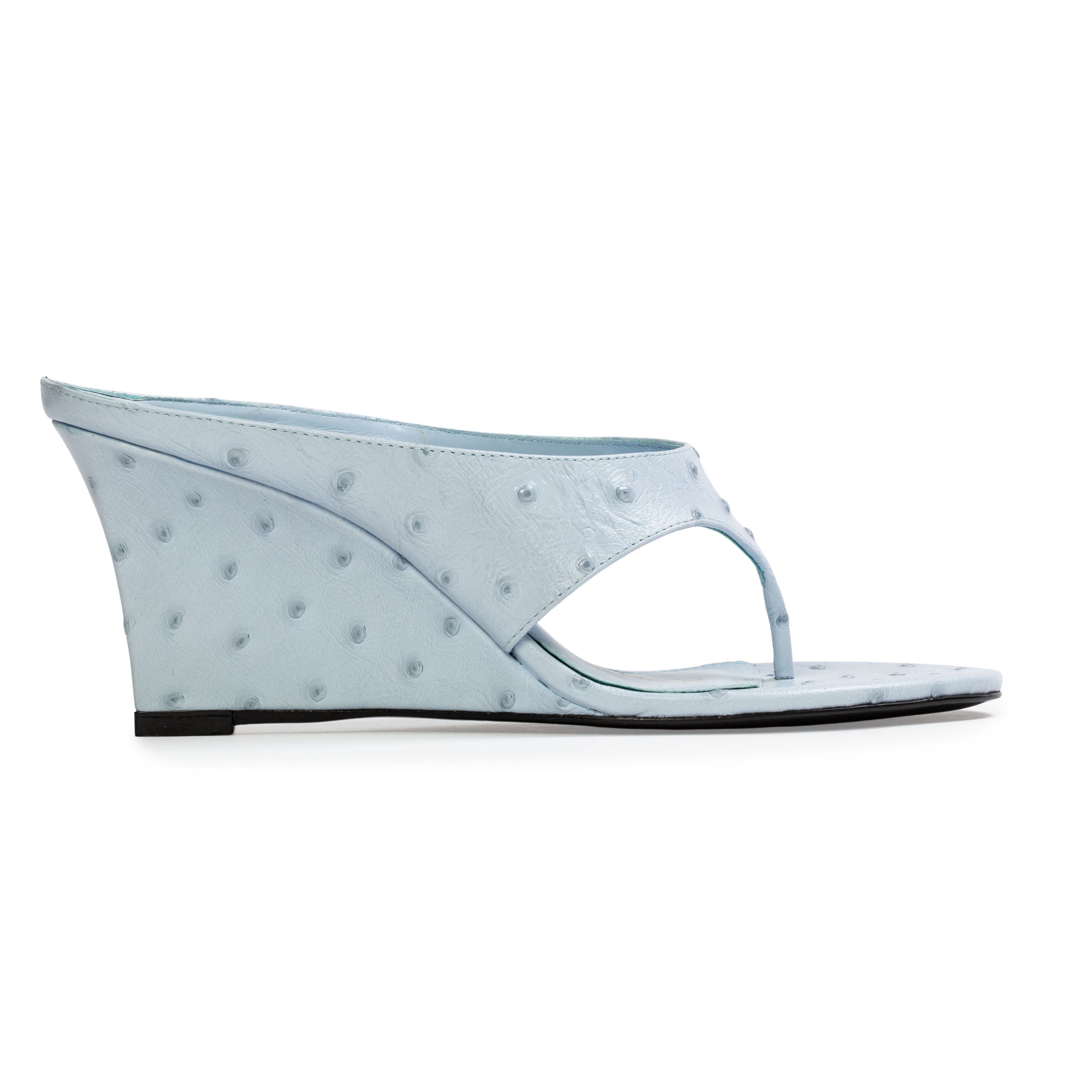 BLACK SUEDE STUDIO Mac 70 Wedge, Main, color, Sky Ostrich Leather