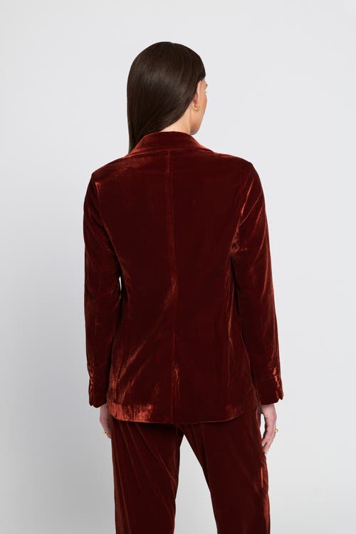 Elle Collection Velvet Blazer Jacket In Brown