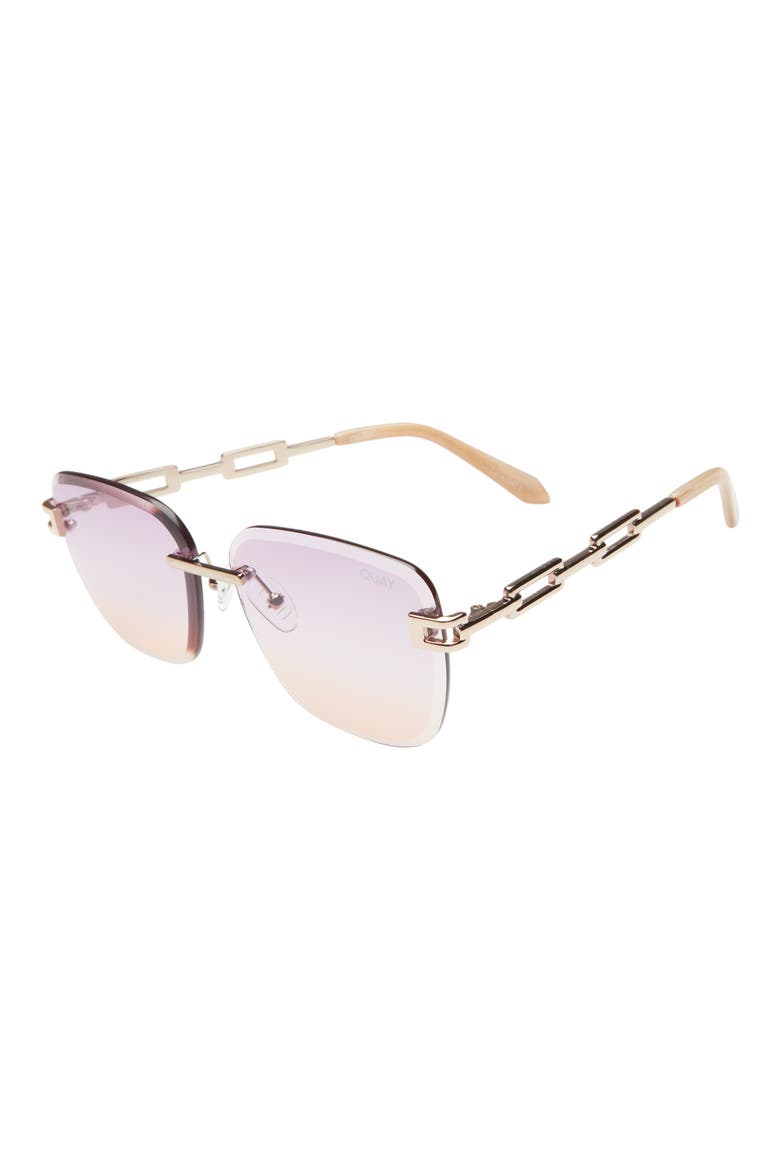 x Saweetie No Cap 52mm Square Sunglasses, Alternate, color, GOLD / PURPLE TO ORANGE