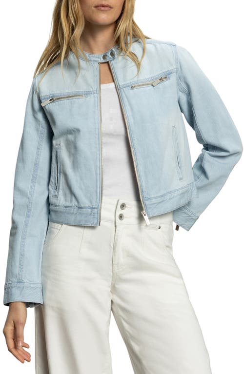 Sanctuary Soft Moto Style Jean Jacket In Fnsl In Finish Lin