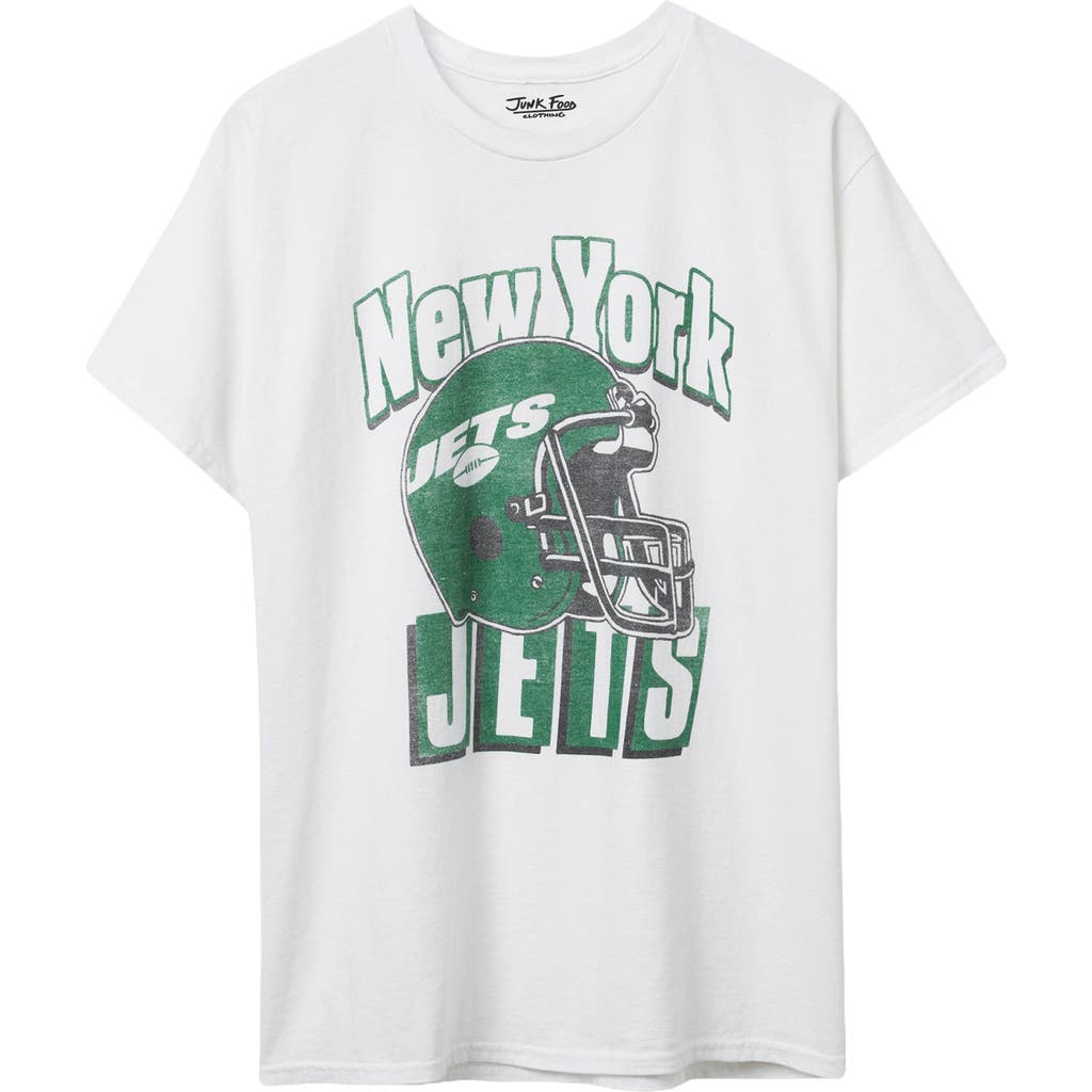 Junk Food New York Jets Throwback Helmet Cotton Graphic T-shirt In White
