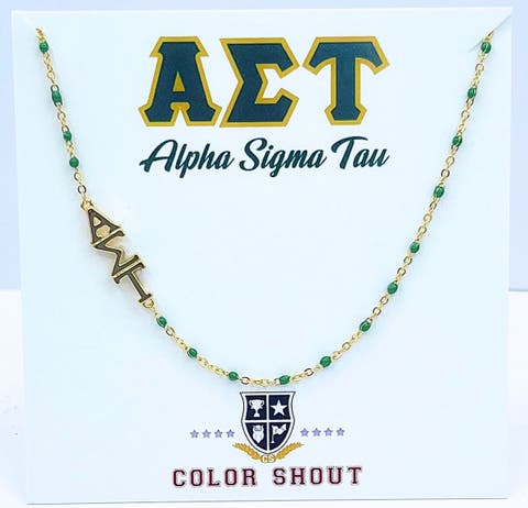 Alpha Sigma Tau Greek Letter Side Set Necklace