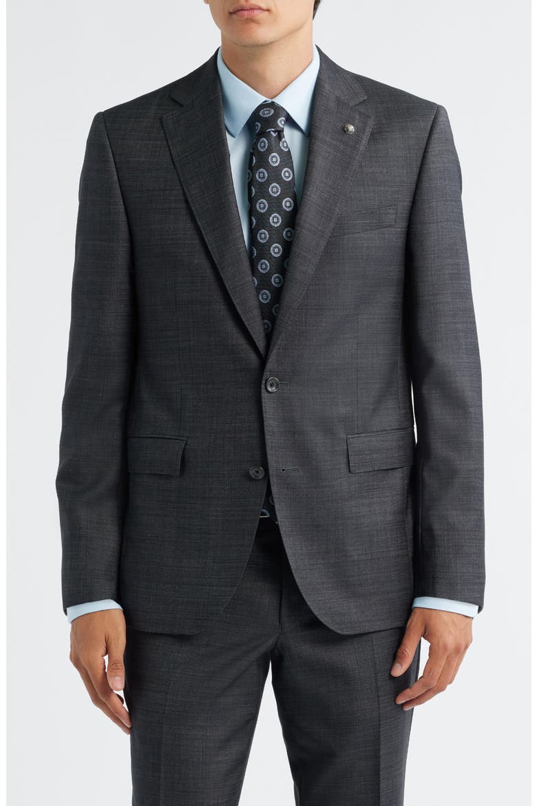 Esprit Contemporary Fit Charcoal Grey Mélange Wool Suit, Alternate, color, CHARCOAL