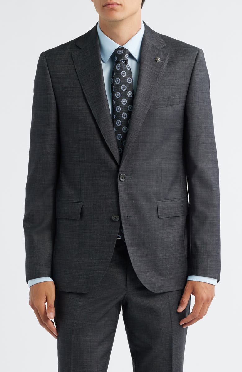 Jack Victor Esprit Charcoal Grey Mélange Wool Suit, Alternate, color, Charcoal
