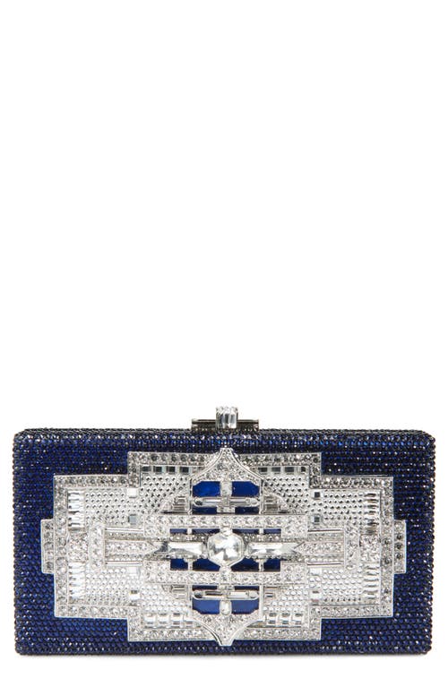 Judith Leiber Couture Lillian Sleek Crystal Embellished Clutch In Silver Dark Indigo Multi