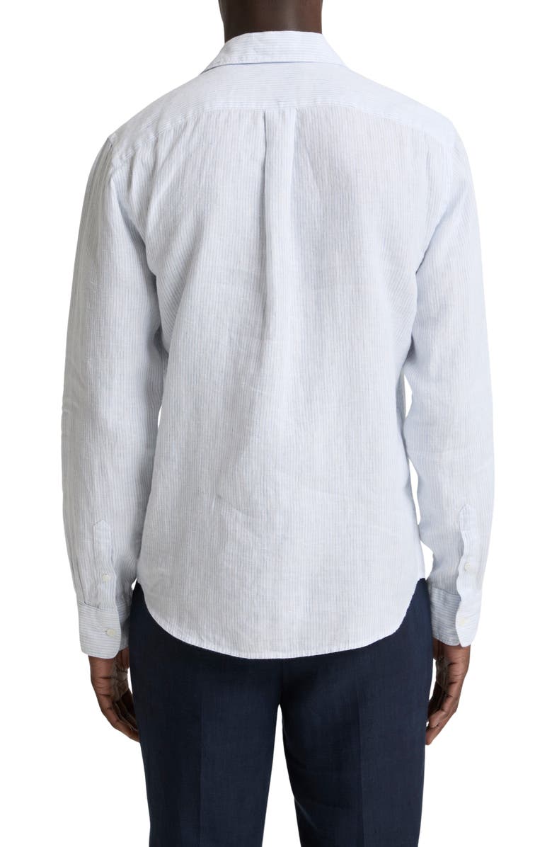 Vince Tate Stripe Linen Button-Up Shirt, Alternate, color, Optic White/ Novo