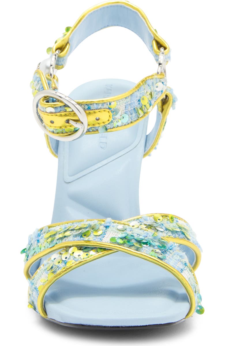 KARL LAGERFELD PARIS Daelin Ankle Strap Sandal, Alternate, color, Blue/ Lime
