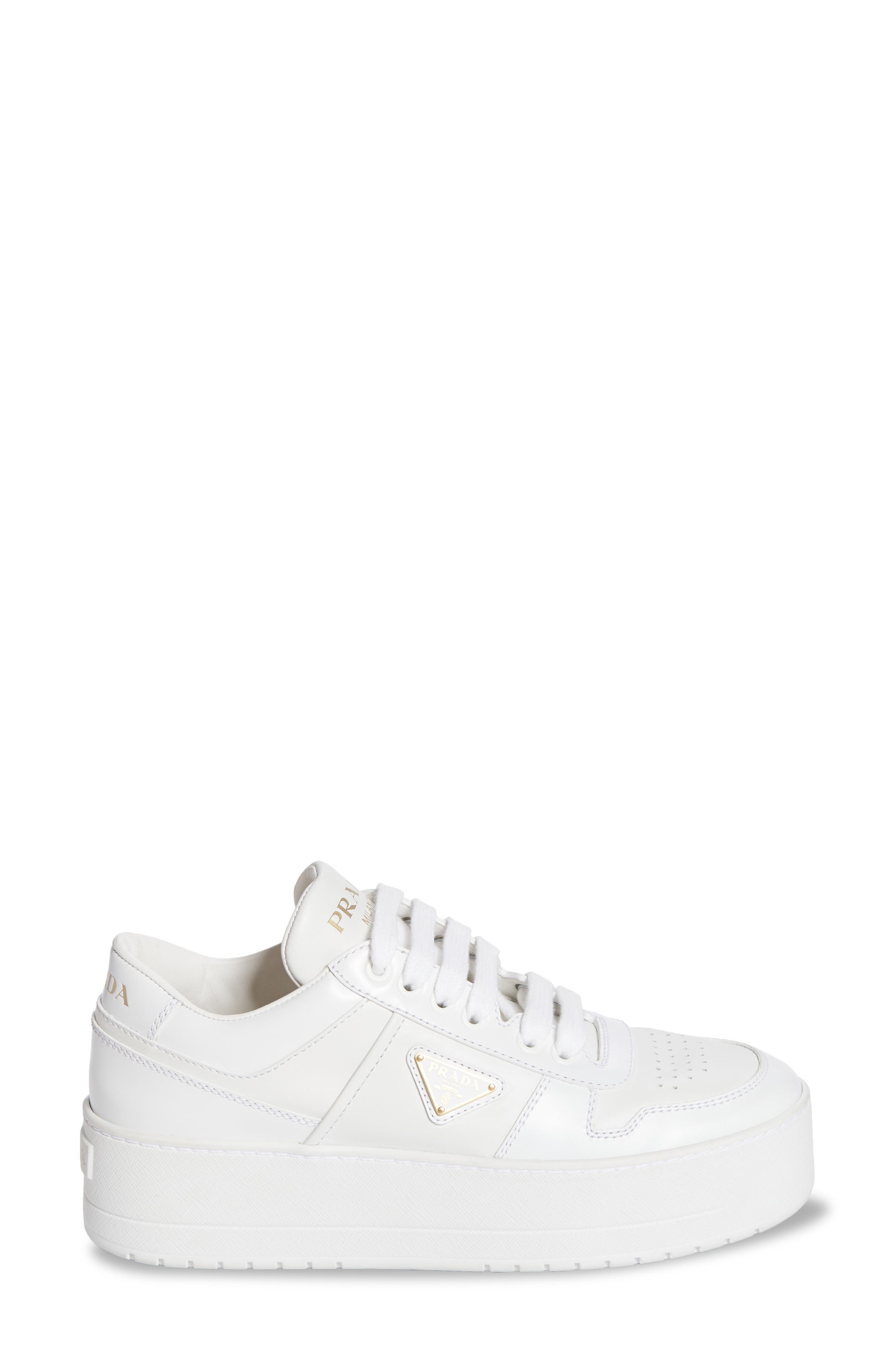 Prada Downtown Flatform Sneaker, Alternate, color, Bianco